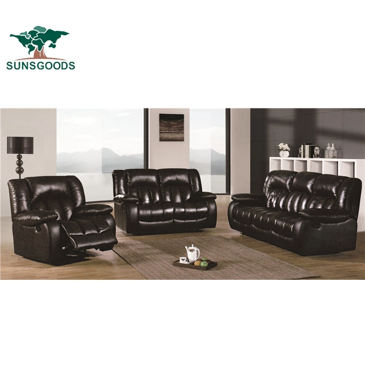 Sillones de cuero auténtico placer Sofá moderno salón transversal de madera Muebles de hogar