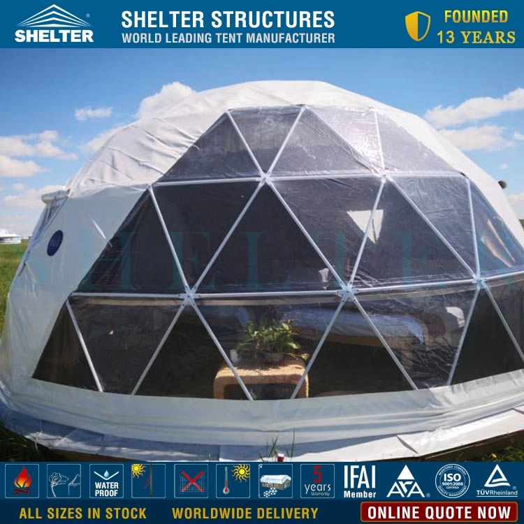 Glamping Luxury Hotel tenda a cor branca para casas Prefab Dome Geodésico