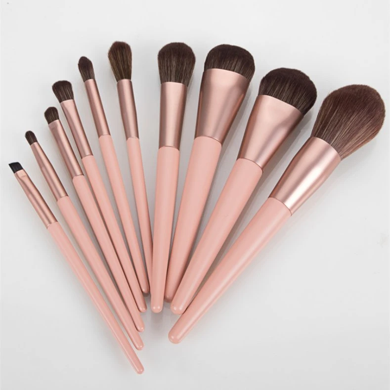 Premium Cosmetic Brush Set Private Label Professional Pink Wooden Handle Makeup Brushes for Daily Makeup