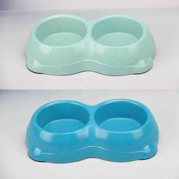 Bamboo Fiber Double Water Bowls Eco Friendly Plastic Pet Dog Bowl