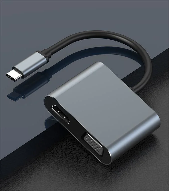 Концентратор для ноутбука типа C - USB-адаптер VGA и HDTV Концентратор 4 порта USB2.0 3.0 4 в 1