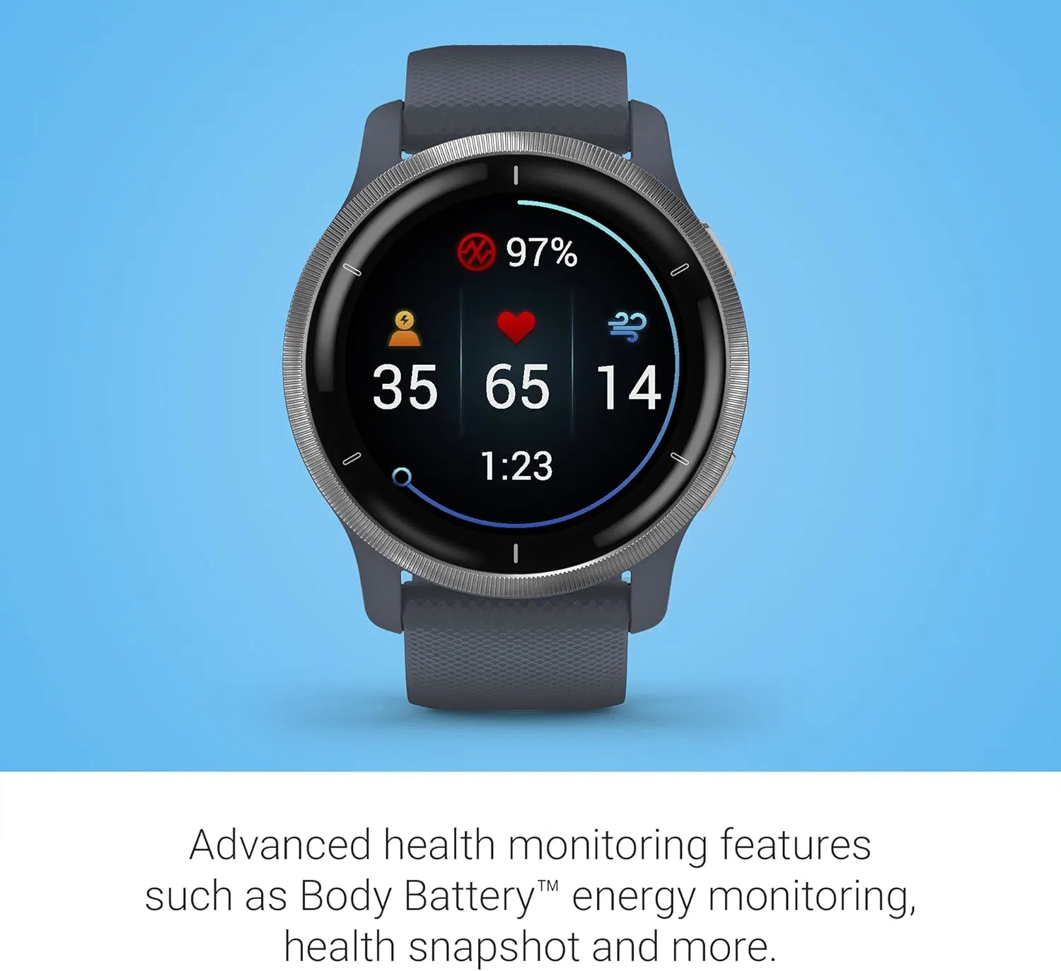 Funciones de control de salud avanzado de Garmin Venu 2 GPS Smartwatch Fitness