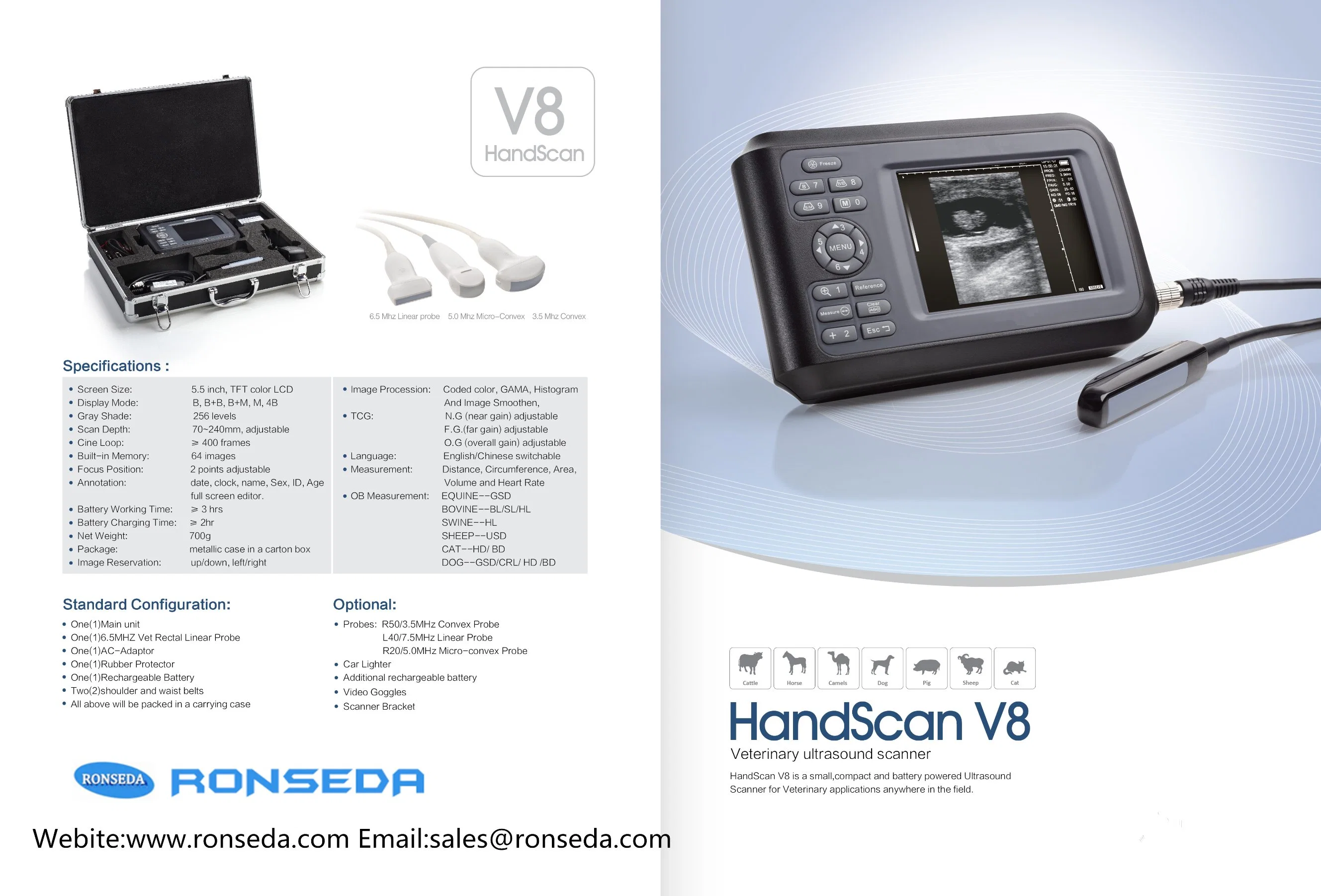 RSD-V8 الاقتصاد مزرعة الحيوانات بالم كامل الرقمية الطب البيطري طب الموجات فوق الصوتية النظام