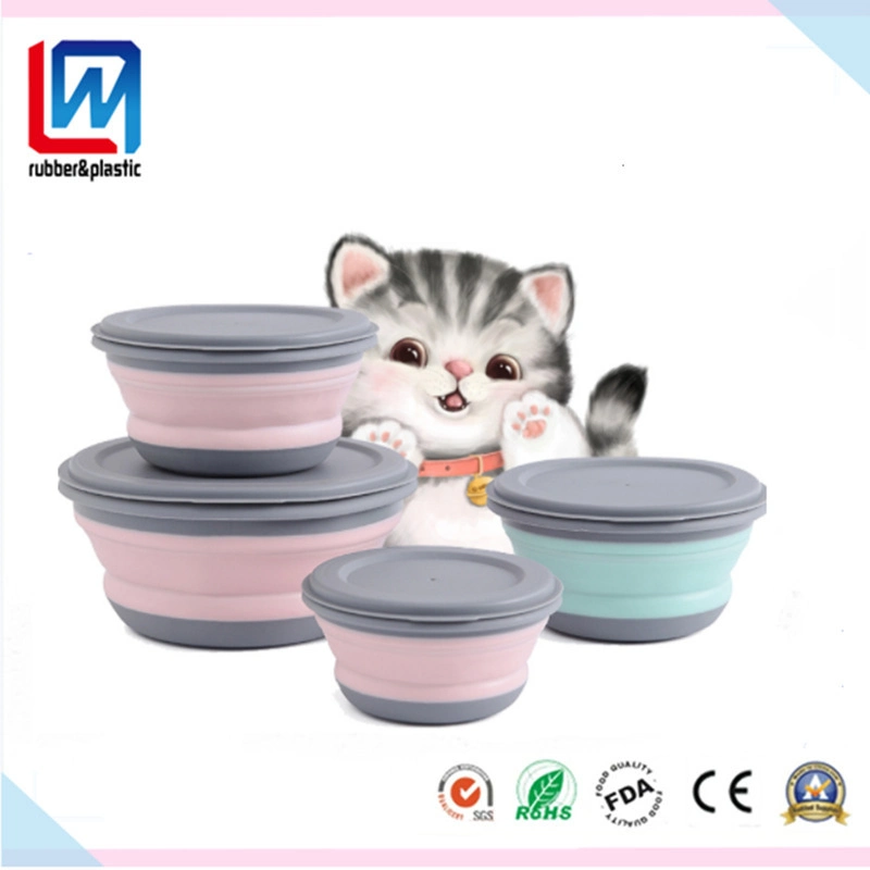 Custom Folding Foldable Rubber Pet Bowl for Dog Cat Drinking Eating Food