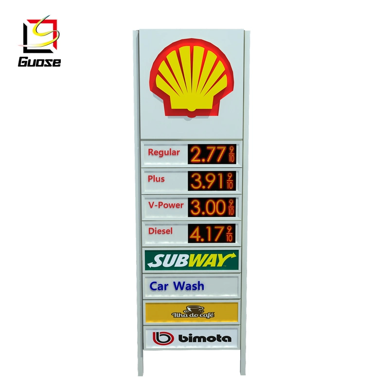 Estructura de acero para estación de servicio, tótem, pilar, tablero de precios LED para mostrar precios en la estación de servicio.