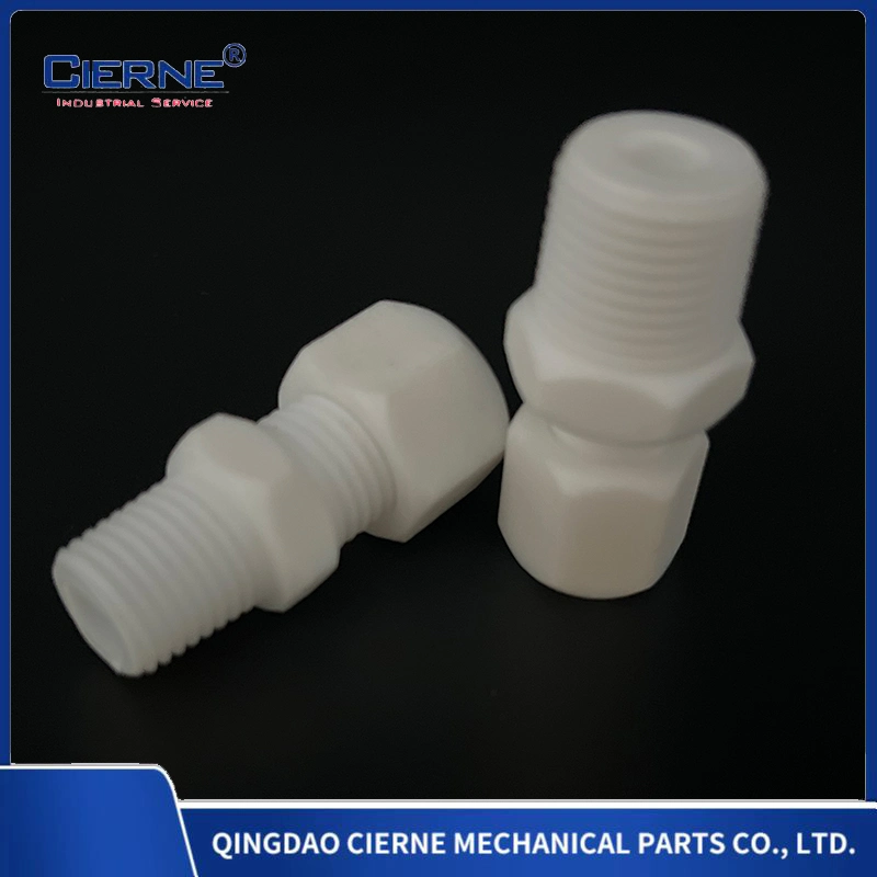 PTFE Pipe Connector Ring Joint Tee Straight Single Opening White Flanged Square Connector