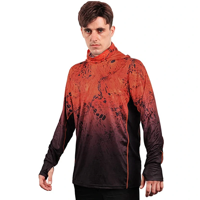 Upf 50+ Quick-Drying Breathable Mens Fishing Shirts Long-Sleeved Fishing Hoodie Fishing Wear