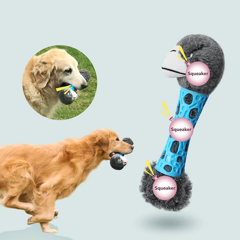 Venta caliente Eco friendly Squeaky duradera Limpieza de dientes masticar Juguetes de Peluche Perro Mascota Mastique los juguetes