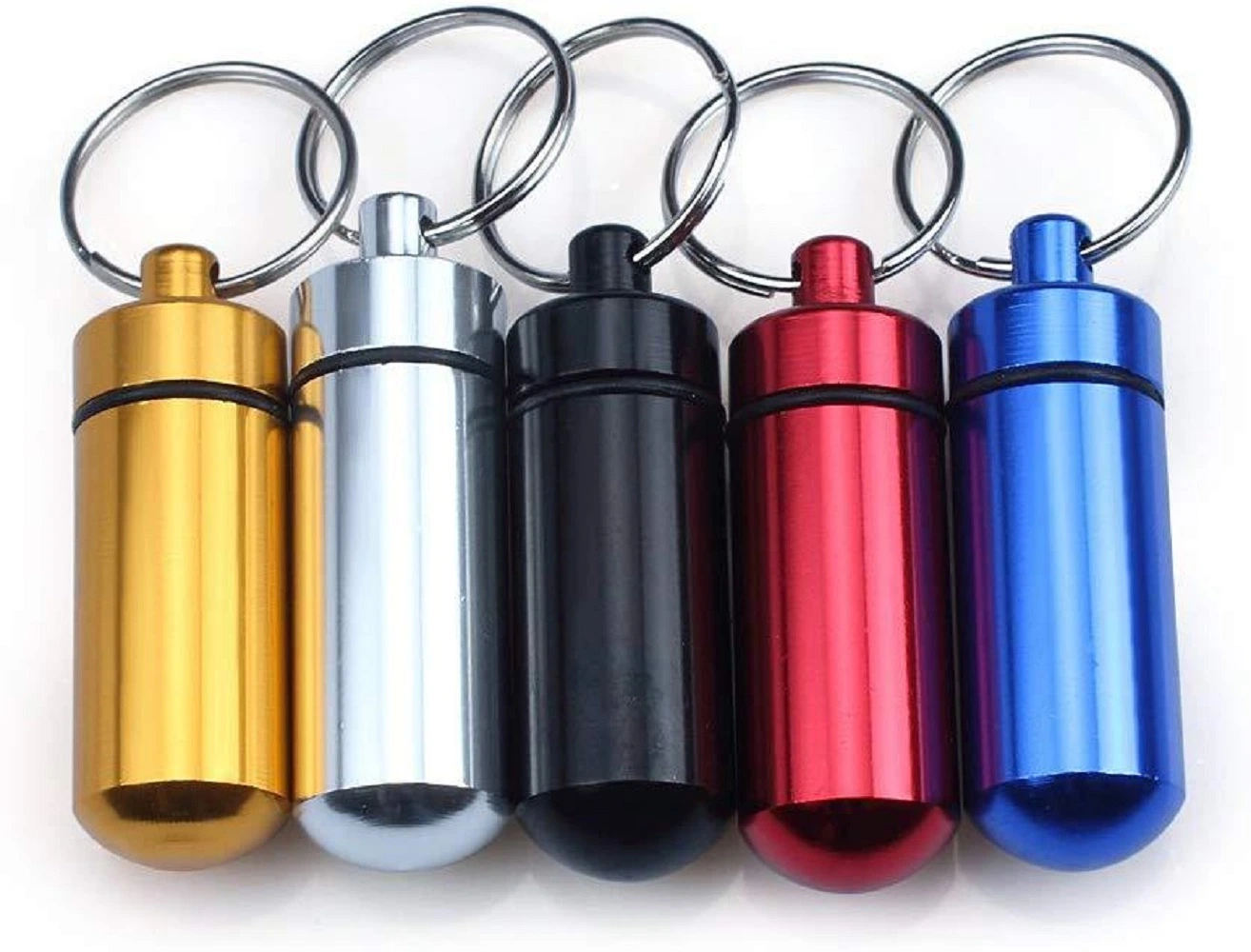 Aluminum Pill Box Case Waterproof Bottle Holder Keychain Container Wbb18364