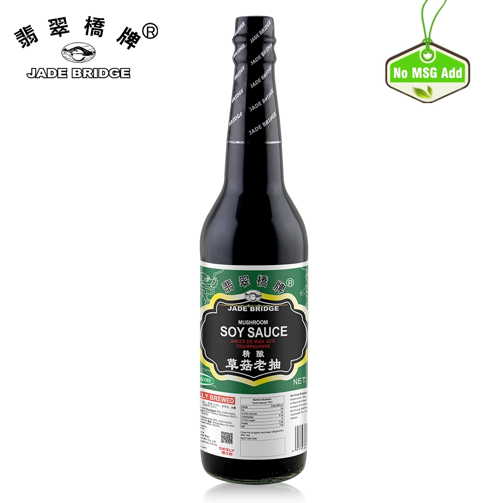 El fabricante chino de condimentos sabor auténtico de la Botella 150 ml de puente de Jade ninguna seta Msg salsa de soja