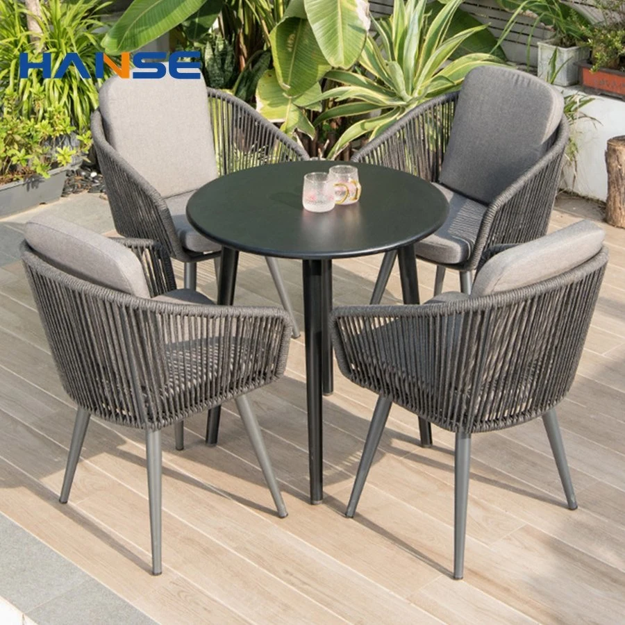 Outdoor Aluminum Teak Wood Coffee Tea Chair Table Furniture Dining Set Garden for Cafe Outdoor