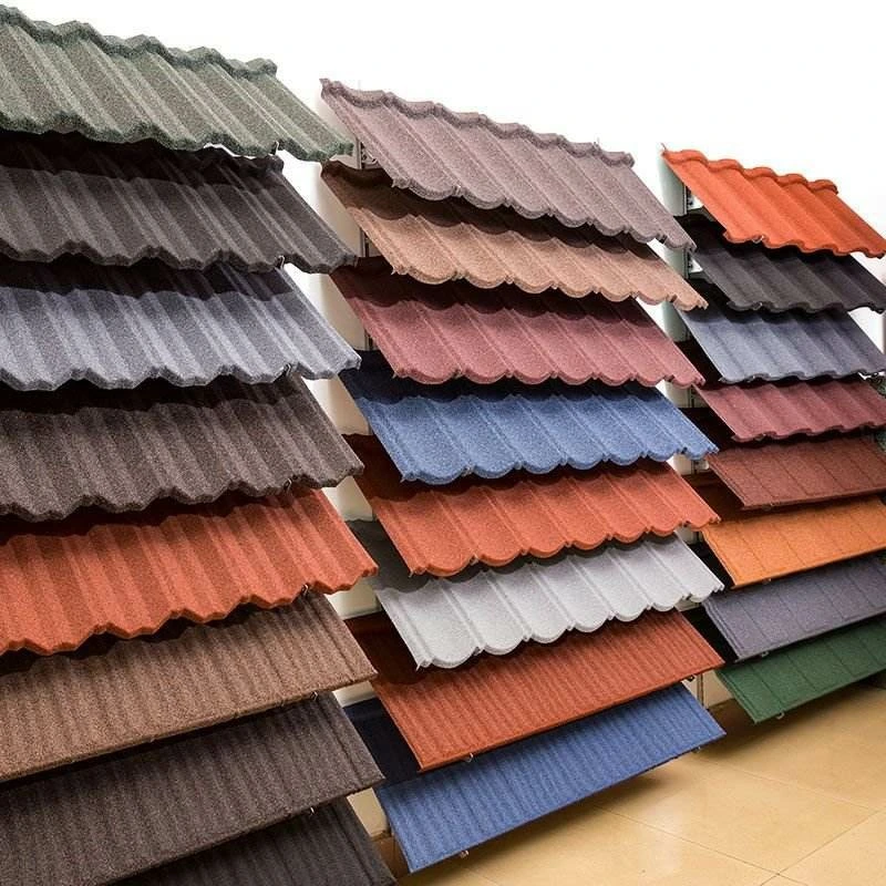 Milano Style Roofing Sheet Easy Construction Rooftop Stone Coated Metal Steel Roofing Materials Algeria Yellow Color Roof Tile