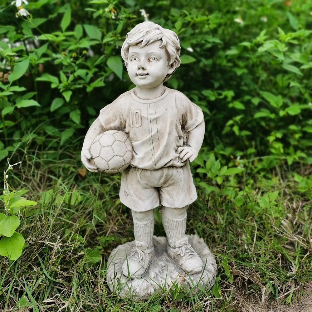 Football Boy Statue Sculpture for Outdoor Backyard Decoration