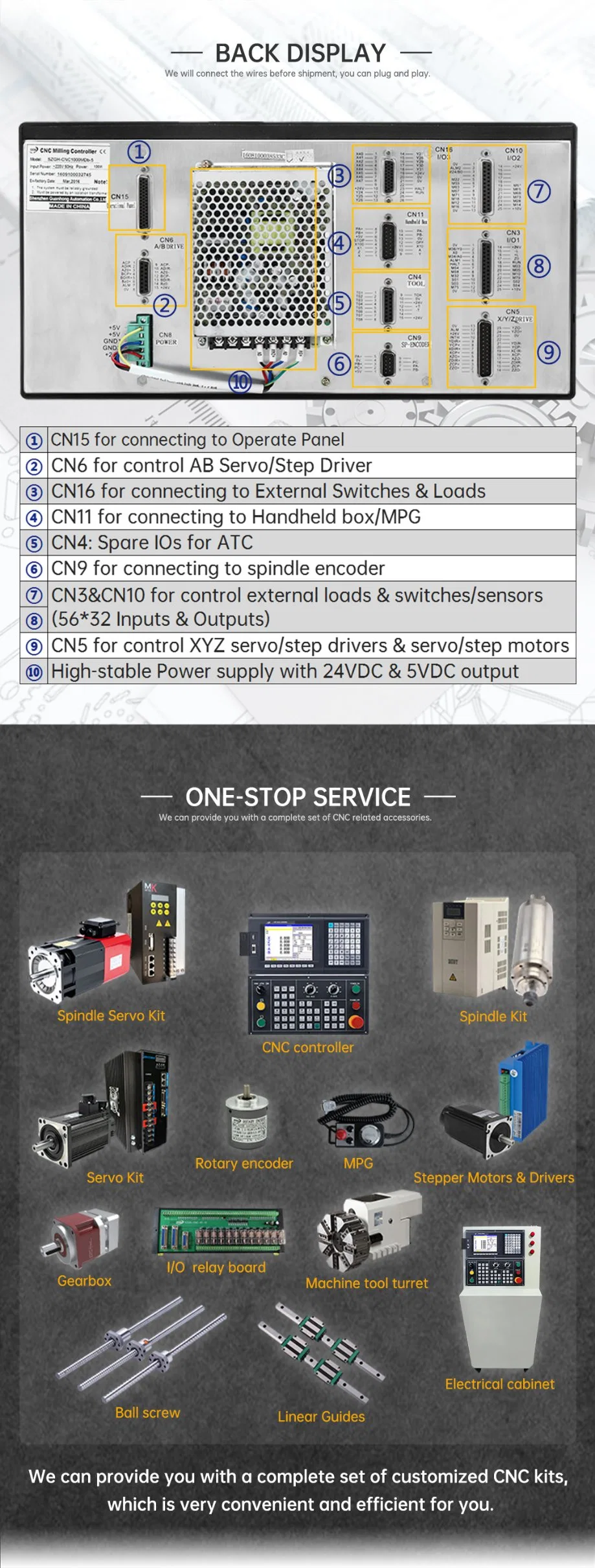 2023 Cheap Price 4 Axis CNC Drilling Milling Controller High Anti-Jamming Switch Power 128MB Memory 8.4inch Real Color LCD Displayer for Milling Machine