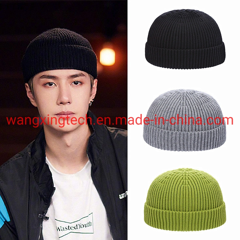 Wholesale Knitted Hat Women's Avocado-Colored Melon Skin Hat Winter Thickened Solid Color Wool Hat Men's Beanie Hat