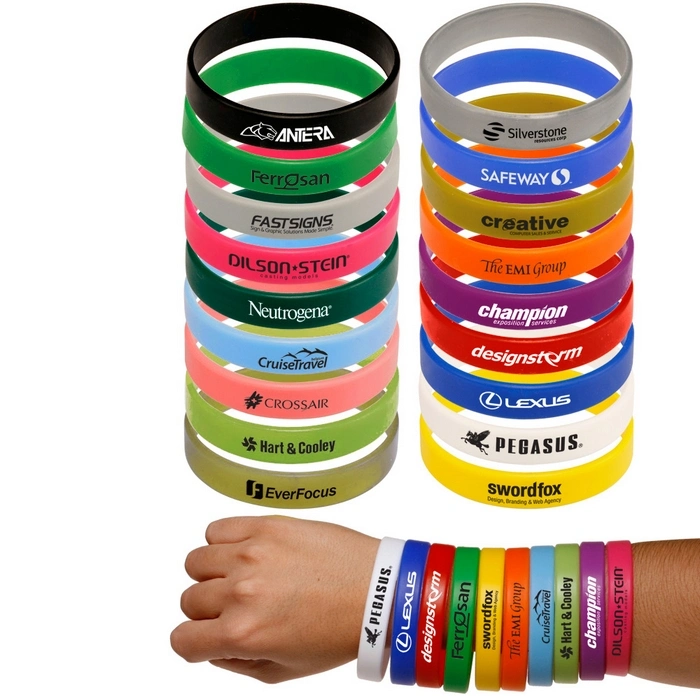 Customized Logo Colorful Fashion Teether Wrist Slap Negative Screen Printed Promotion Product Item Silicone Wristband
