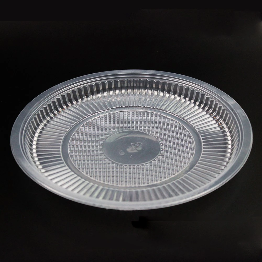 Disposable PP Plastic Tableware Container Transparent Food Grade Round Plate Tray for Dinner