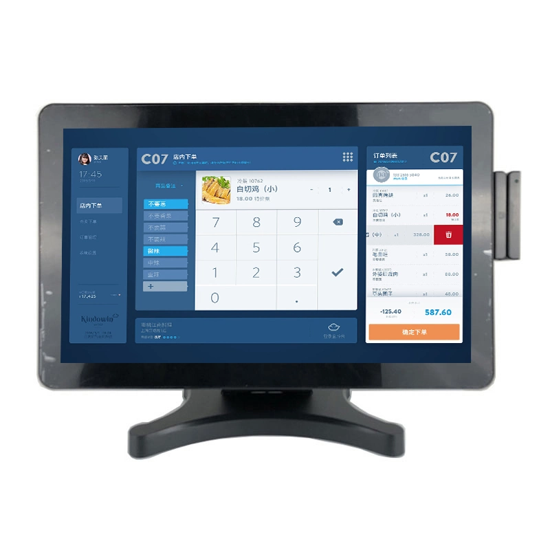 Sistema Touch POS de 15.6 18.5 21.5 polegadas tudo em um Registo caixa PC com cartão Leitor de Cliente Display