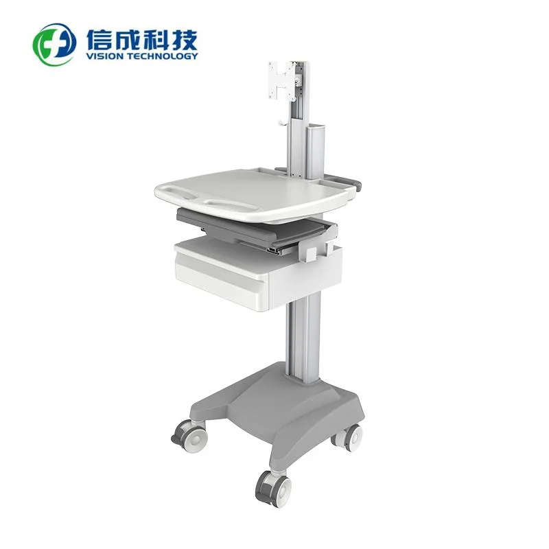 PC Monitor Ward Round Mobile Trolley Cart for Hospital Equipment