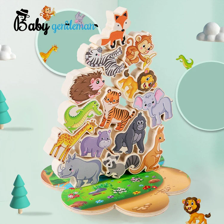 Kids Educational Toy Cartoon Animal Wooden Balance Stacking Blocks Z11113f