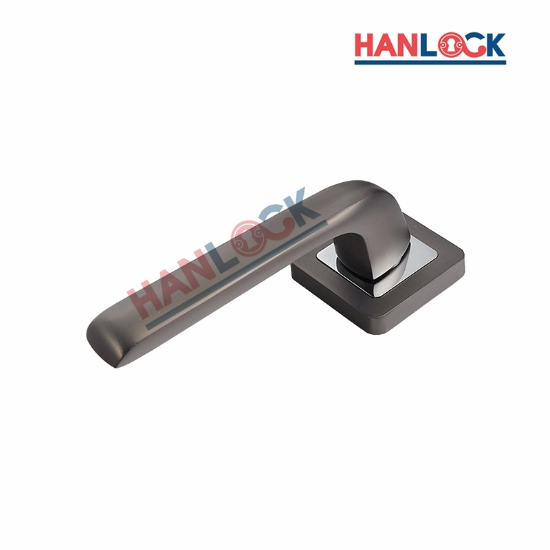 Exposed Type Aluminium Door Lock Handle on Silver Square Rosettes