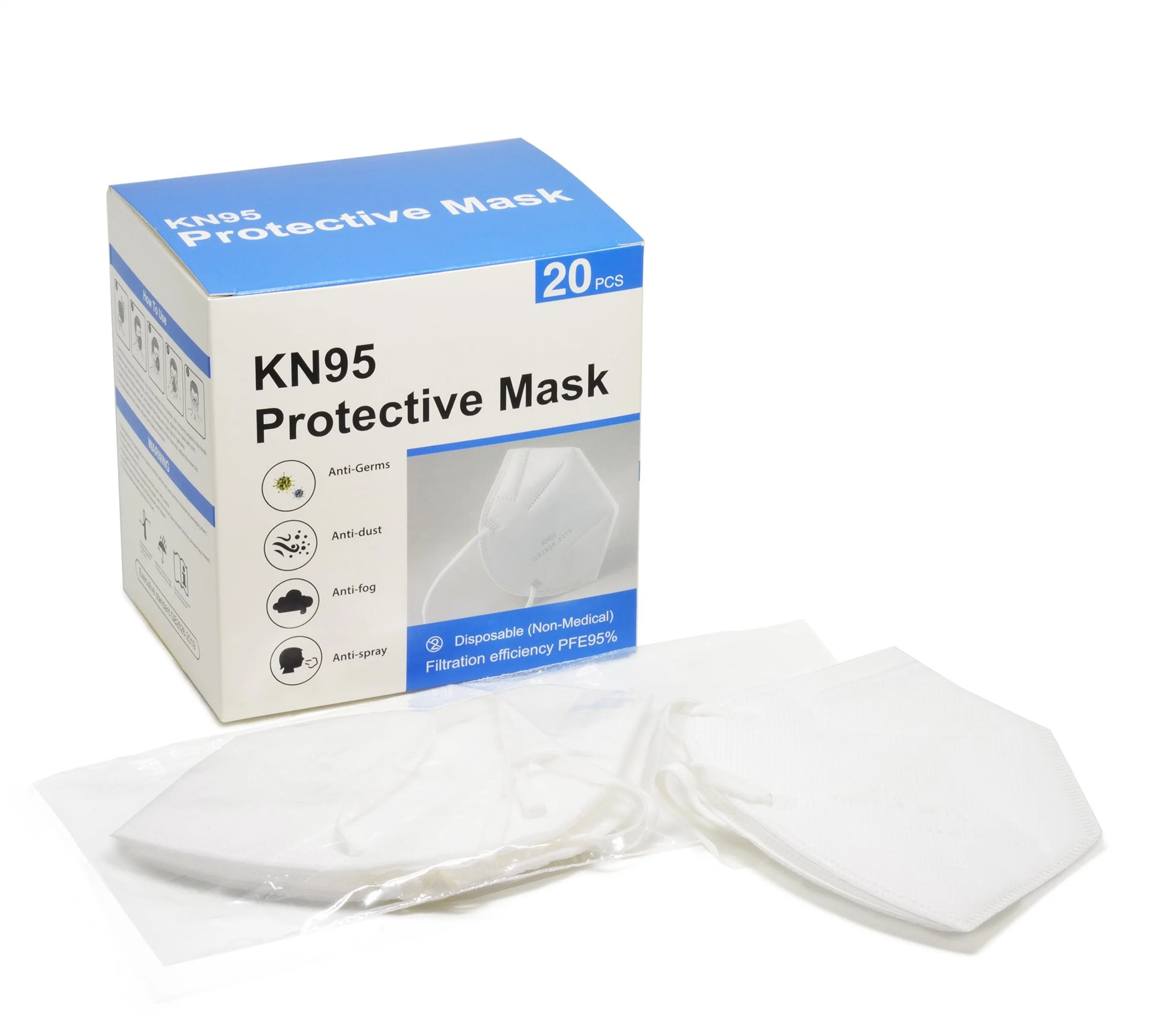 Comfortable and Efficient KN95 Face Mask with Elastic Earloop and Nose Bridge Clip