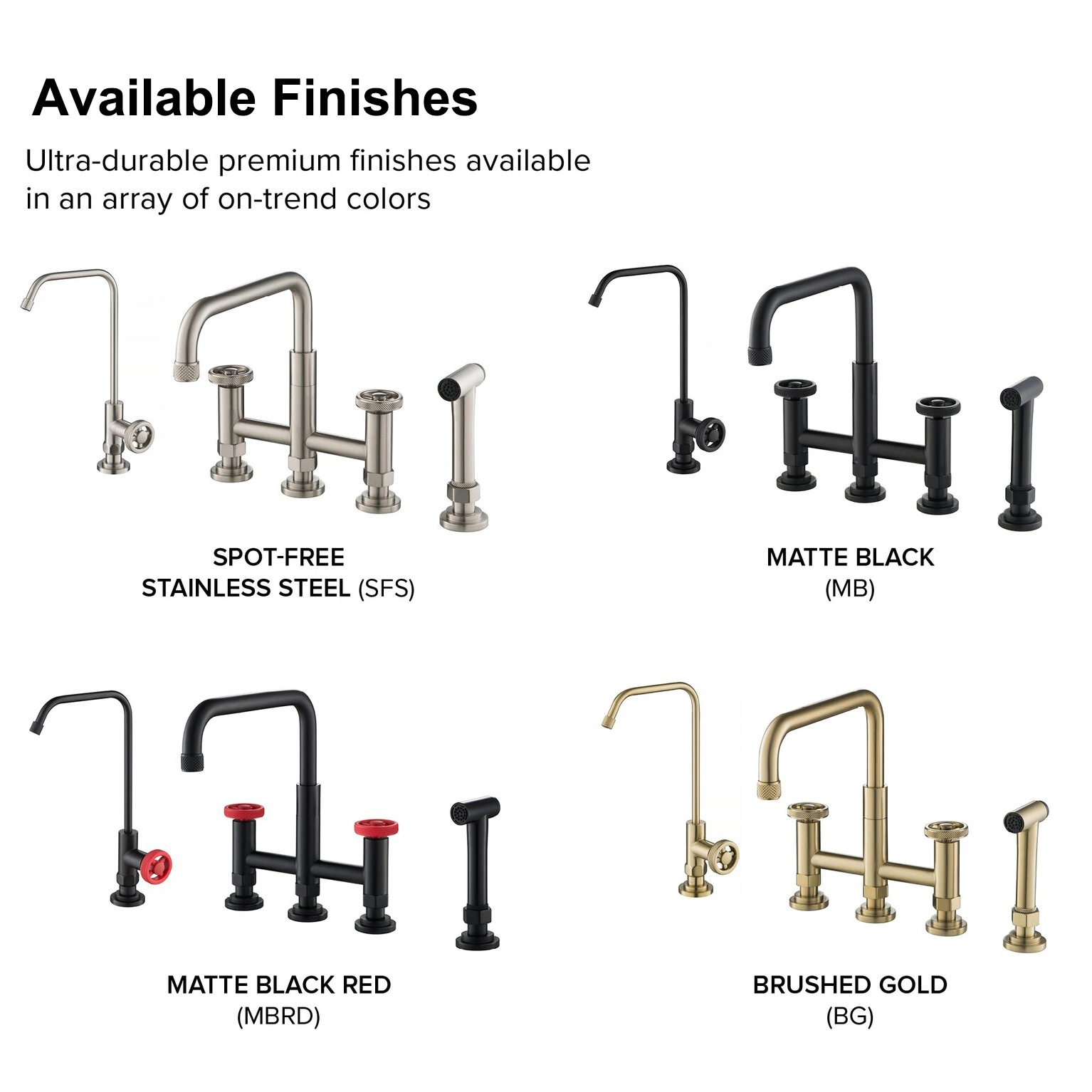 Aquacubic Swiveling Spout Solid Brass Bridge Bar Faucets, 2 Handle with Side Sprayer for Kitchen