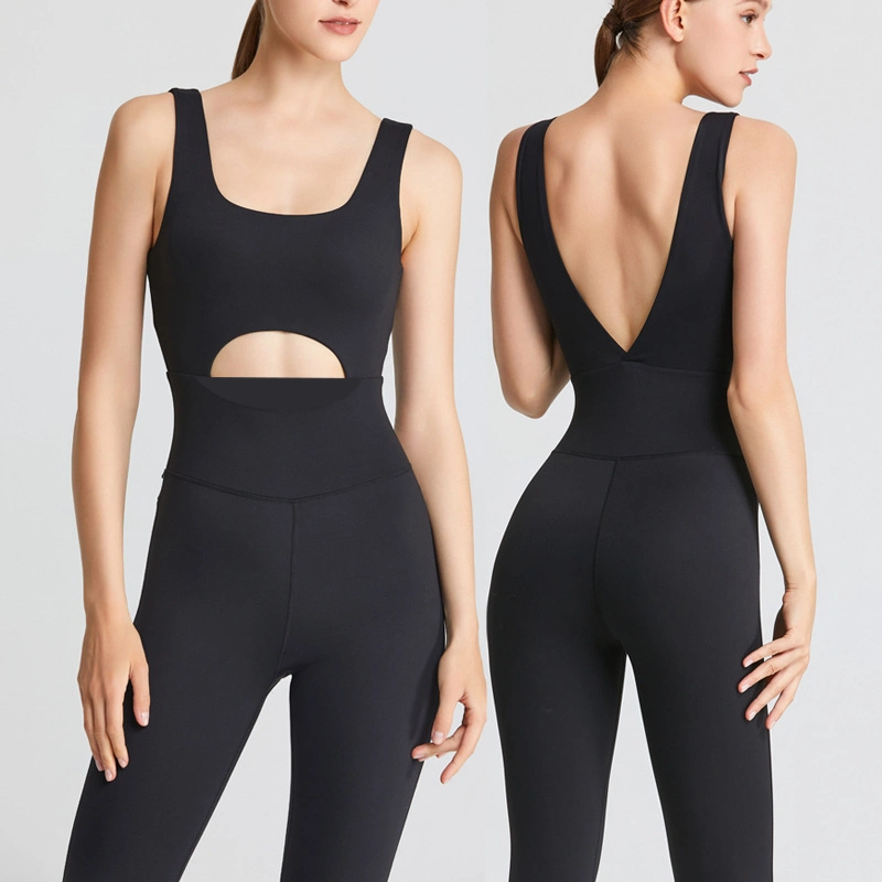 Yw974L Europe and The United States New One-Piece Bodysuit Tight Fitness Suit Female Hollow Beauty Back Dance Pilates Yoga Clothing