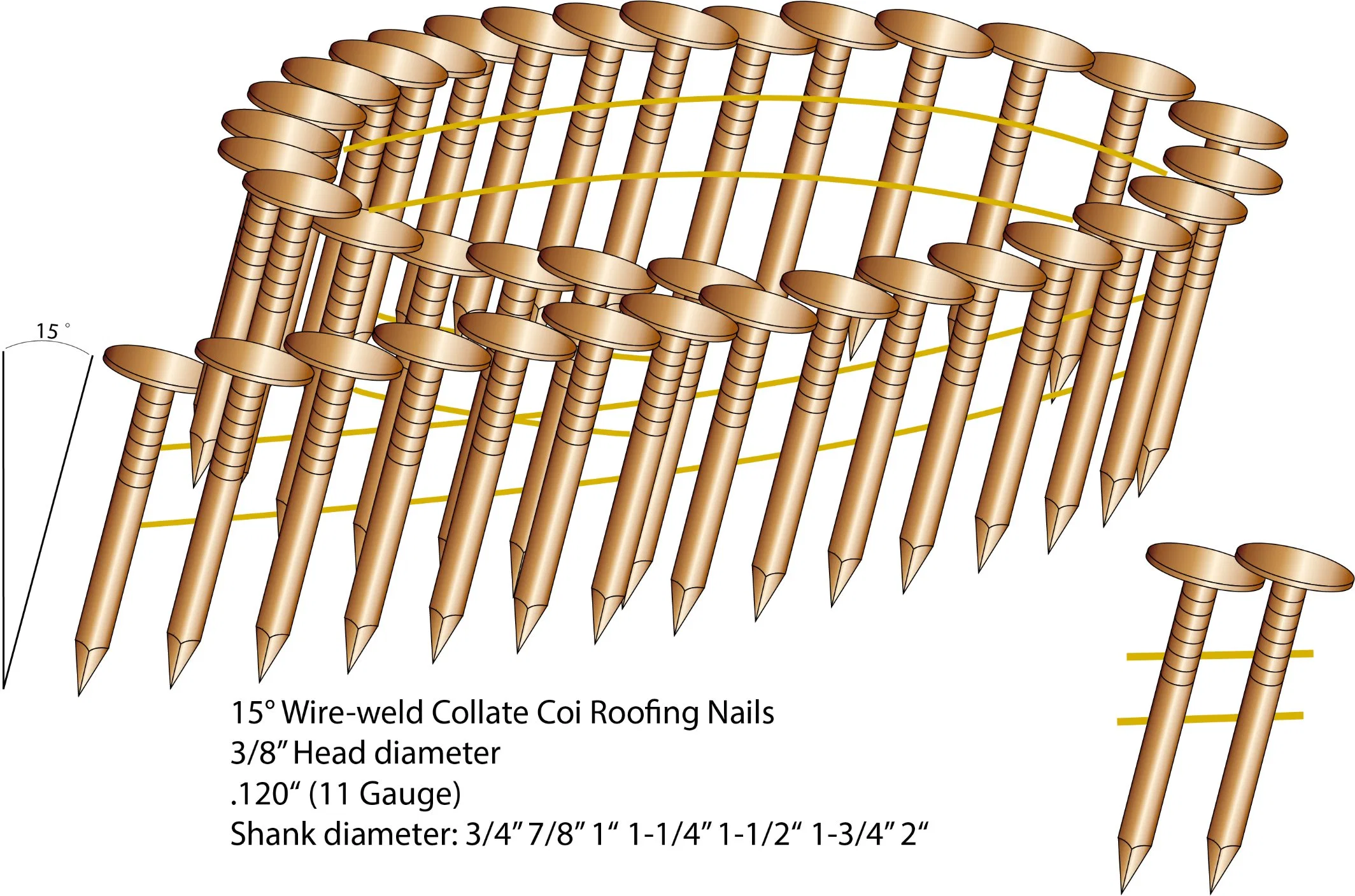 Lackierter Ringschaft 3 Zoll 15 Grad Z. B. Draht Sortiert Coil Siding Framing Nail für Holzpaletten