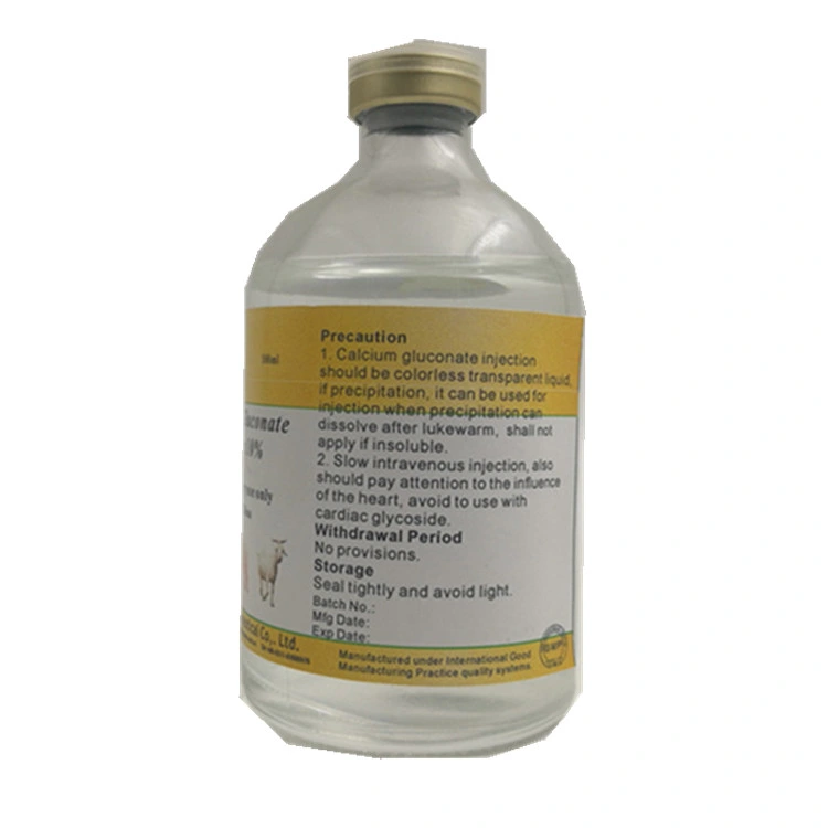 Veterinary Drug Calcium Gluconate Injection 10% for Cattle, Horse, Sheep, Pig, Camel, Chicken, Fowl