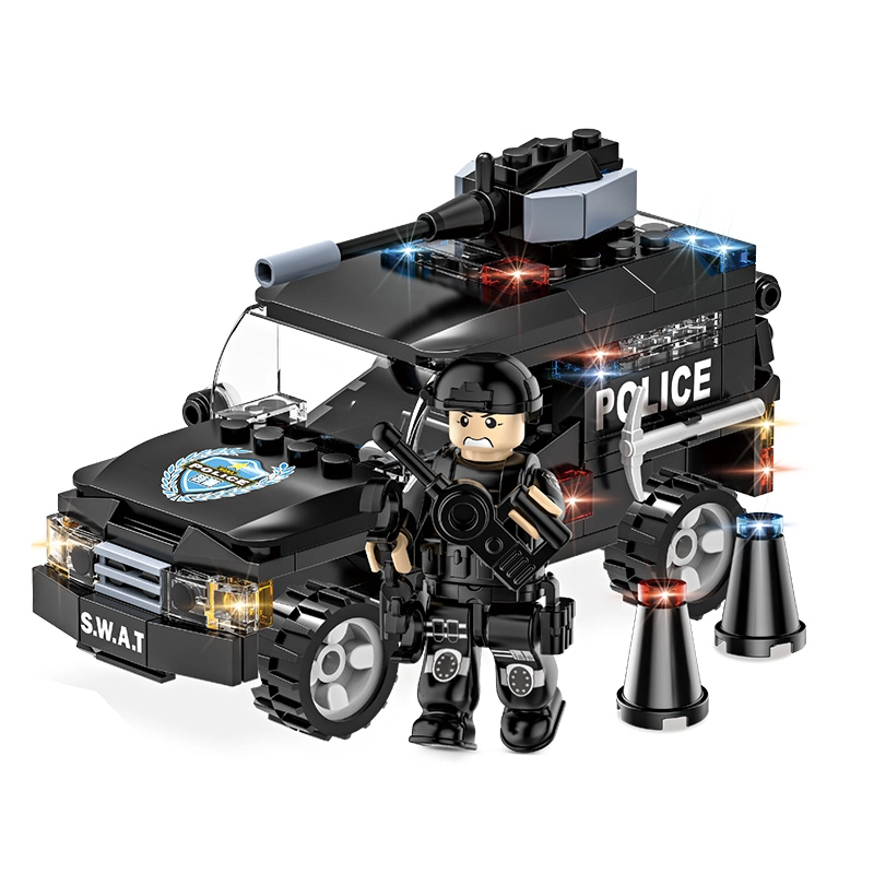 Woma Toys Amazon Venda Mais Quente Tijolos Swat Mobile Combate Ônibus Carro Modelo Bloco de Construção para Crianças Conjunto Grande Zabawka DIY Conjunto de Brinquedos Brinquedo Infantil.