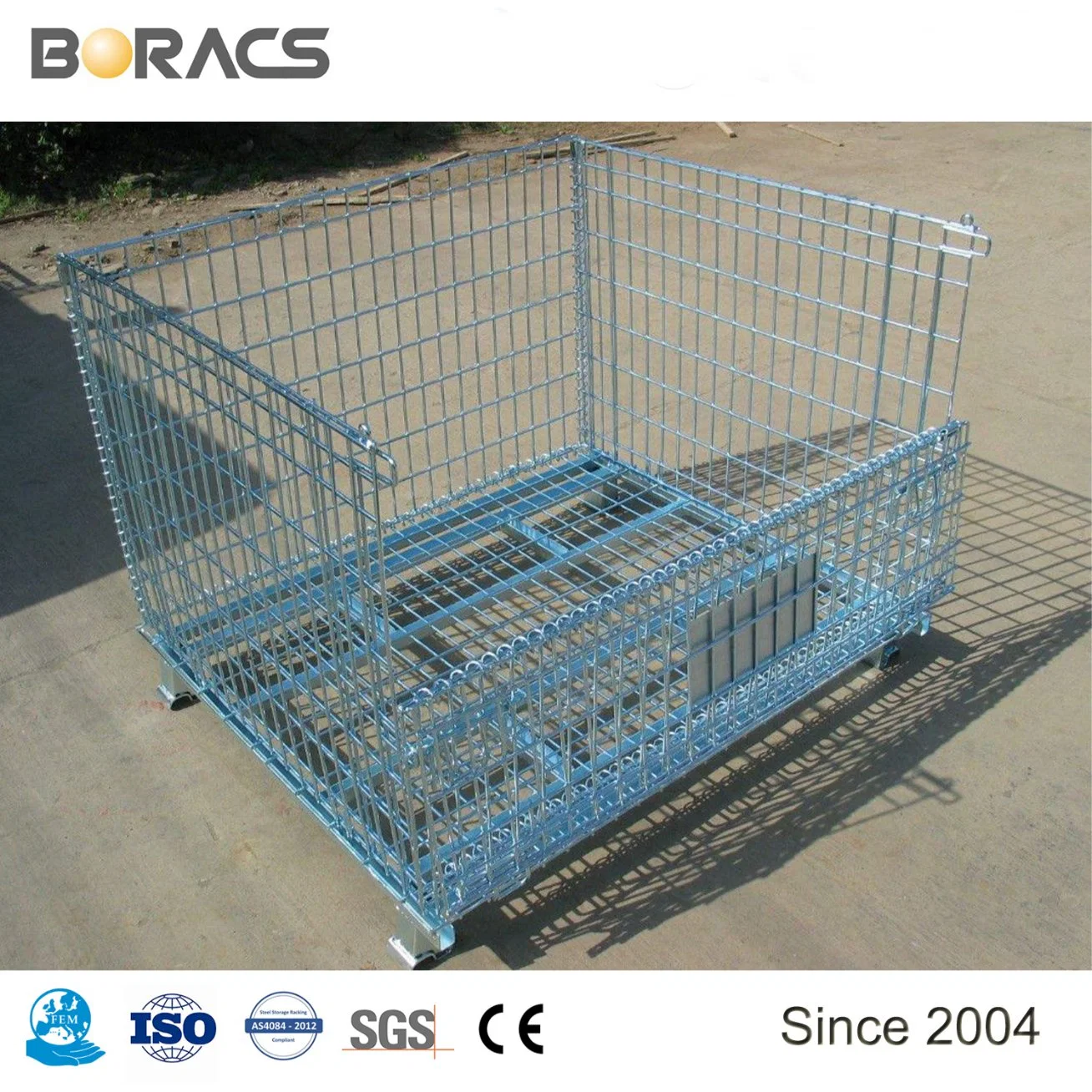 Steel Q235 Material Warehouse Metal Folding Storage Collapsible Stacking Roll Wire Mesh Container