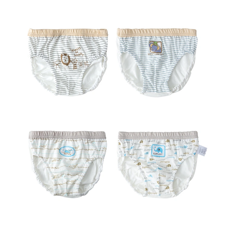 Boys, Girls, Children's Cotton Underwear, Baby Bread Underwear, Japanese Cotton Four-Season Jersey 4 Packs