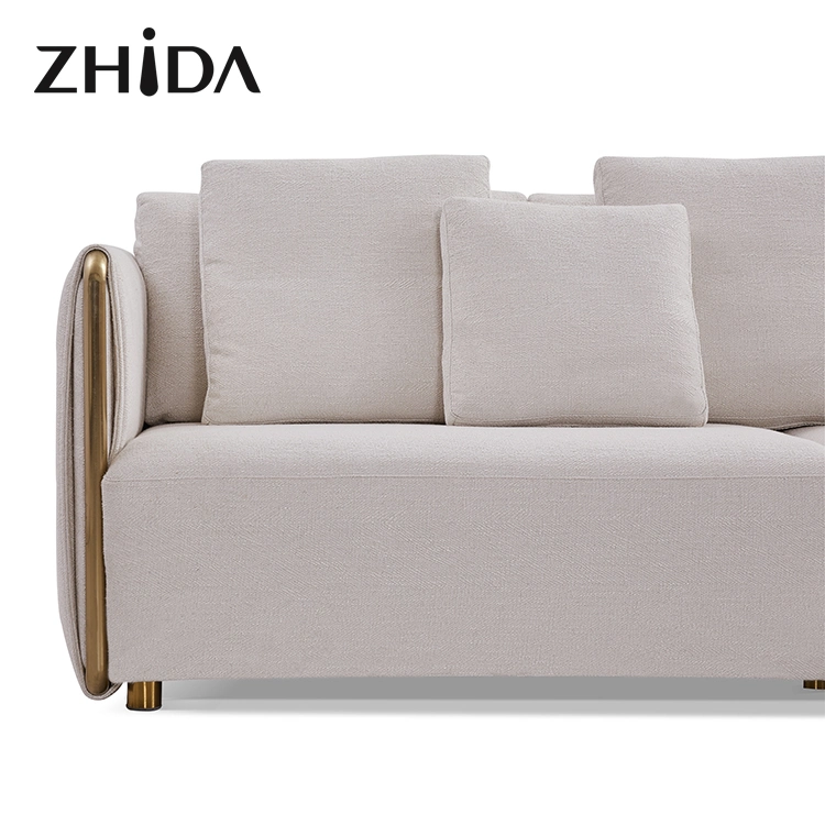 Italienische Moderne Couch-Set Design Wohnzimmer Möbel Luxus Gold Metall Armlehne Sektional Samt Polsterung Stoff Sofa