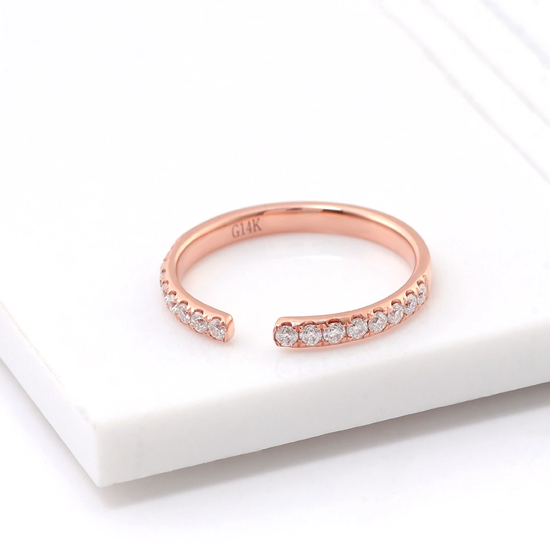 14K Roségold 1,5mm rund Brillantschliff Moissanite Stone Band Geschenk Im Klassischen Stil Des Ringes