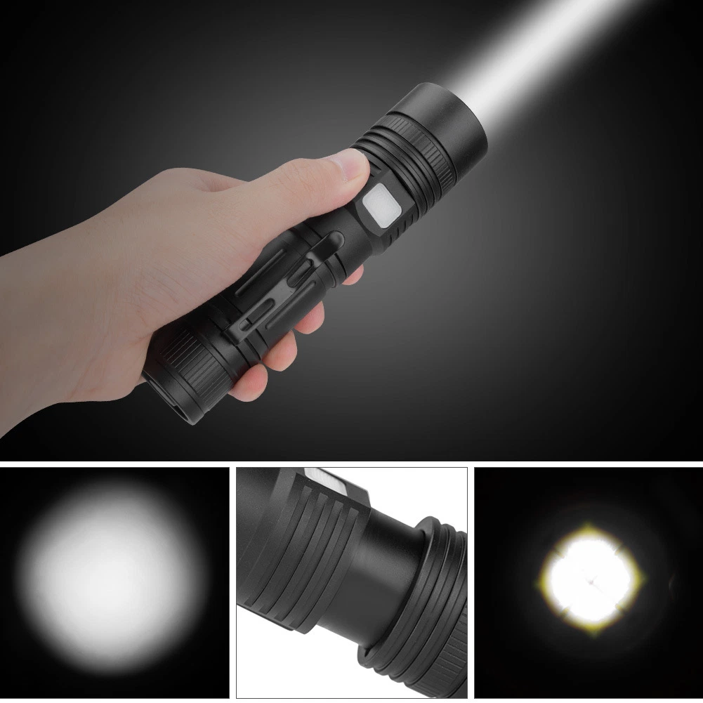 P50 Telescopic Focusing Work Light Outdoor Riding Lighting Mini Aluminum Flashlight