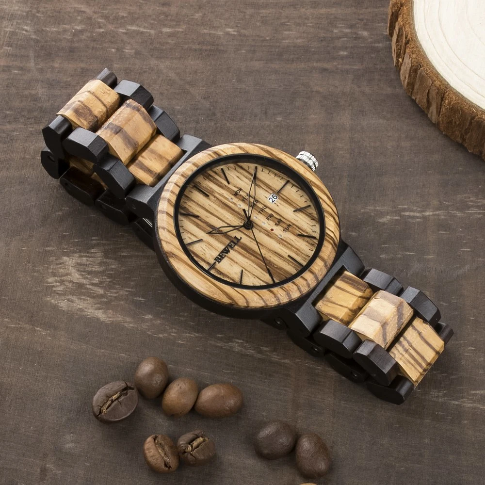 Venta de madera mezcla caliente movimiento japonés Unisex reloj de pulsera de madera