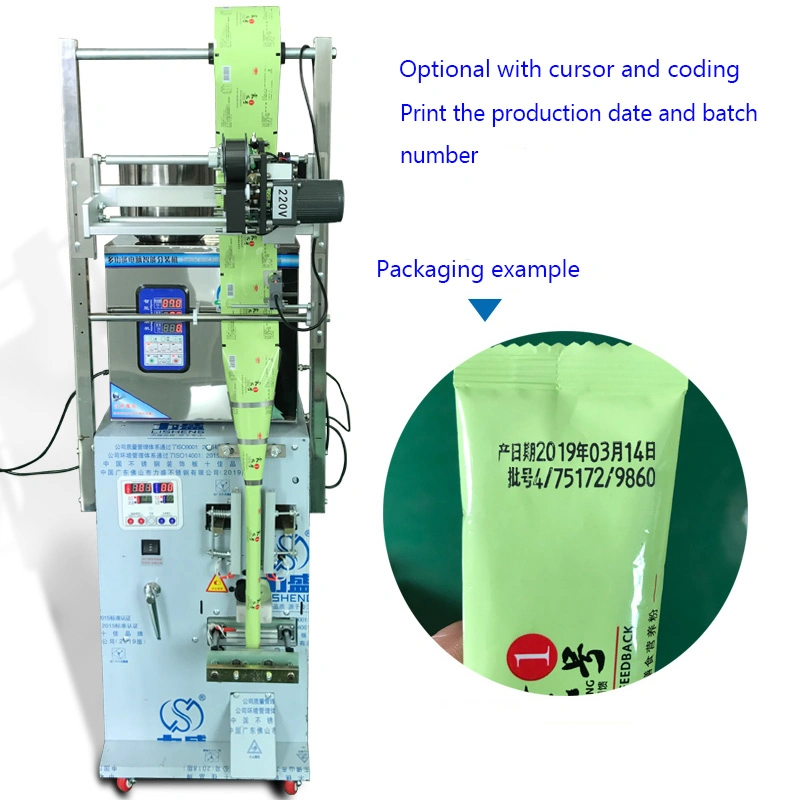 Emballage automatique graines de thé café grains de poudre, thé parfumé matériel électronique composants pastilles en plastique formation de poudre machine d'emballage d'étanchéité de limatage