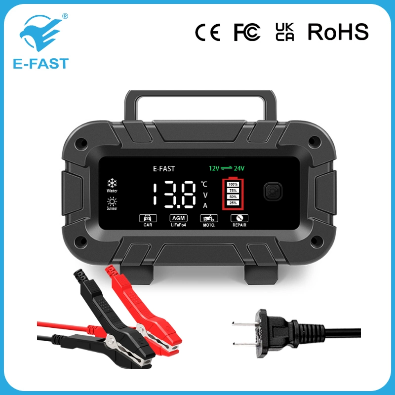 Carregador de bateria elétrico Smart Auto de 20 AMP, 12 V, 24 V, 10 a, automático Carregador de bateria de rede elétrica de várias fases