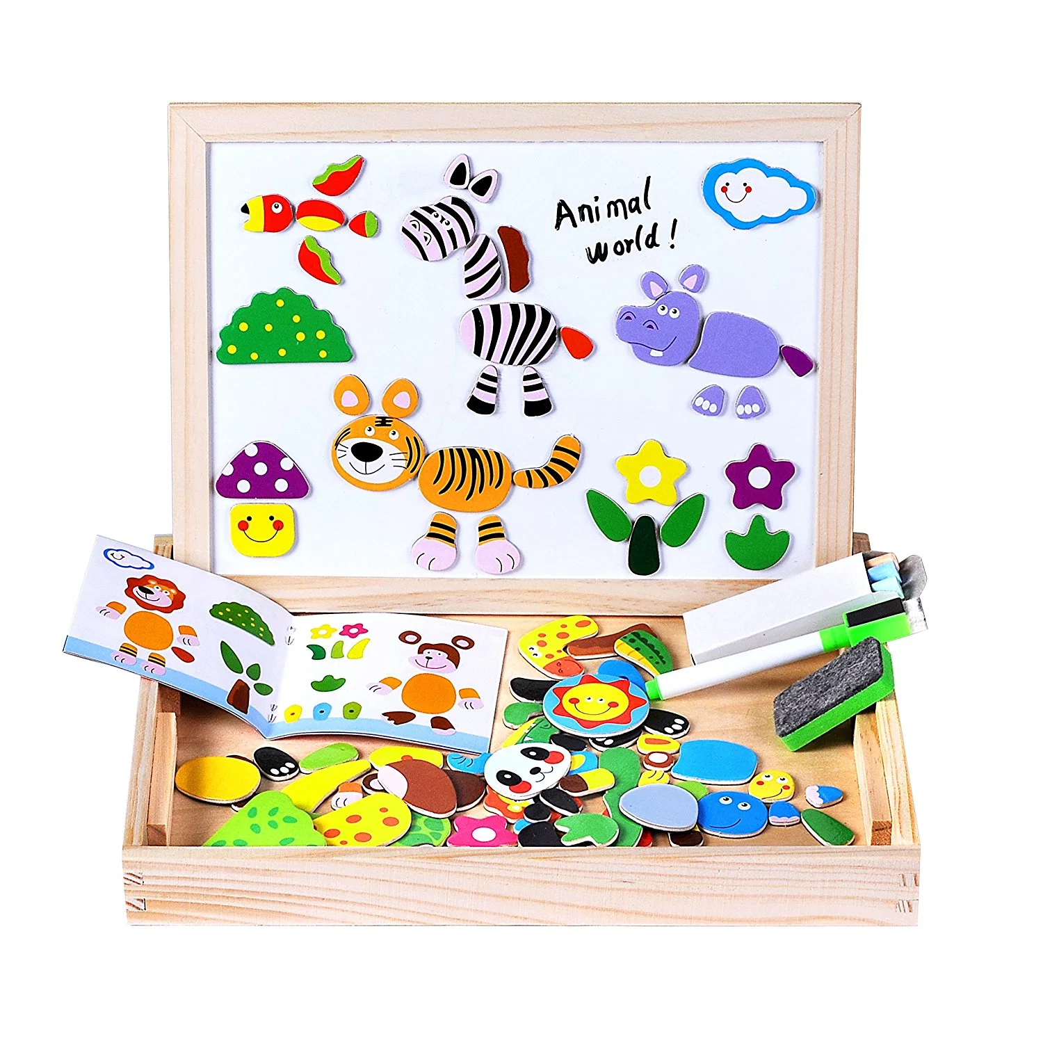 Promotional Gift Wooden Magnetic Double Side Board Puzzle Jigsaw