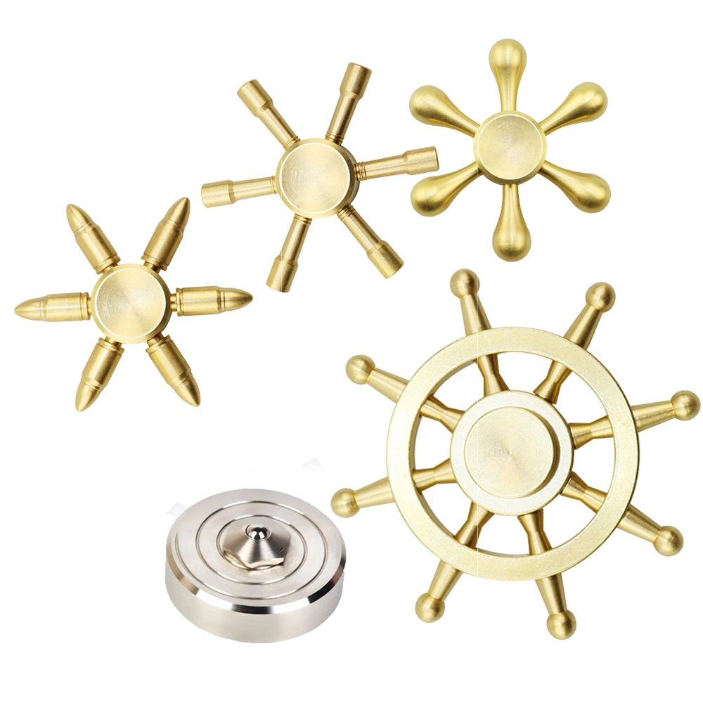 Basic Customization CNC Machining Small Spinner Transformer Golden Brass Stainless Steel Metal Boomerang Fidget Spinner Toys