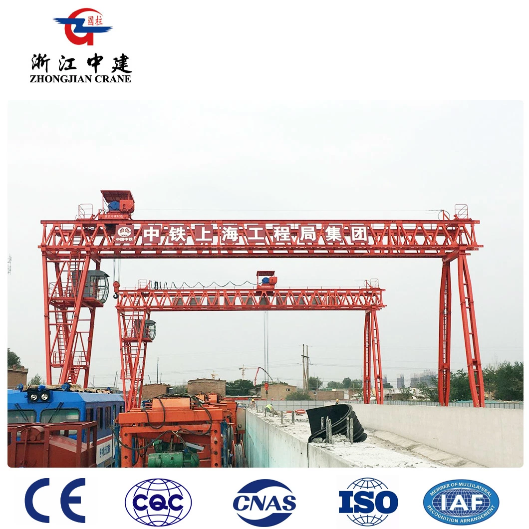 10t~300t DIN Standard Double Girder Gantry Crane with Open Winch