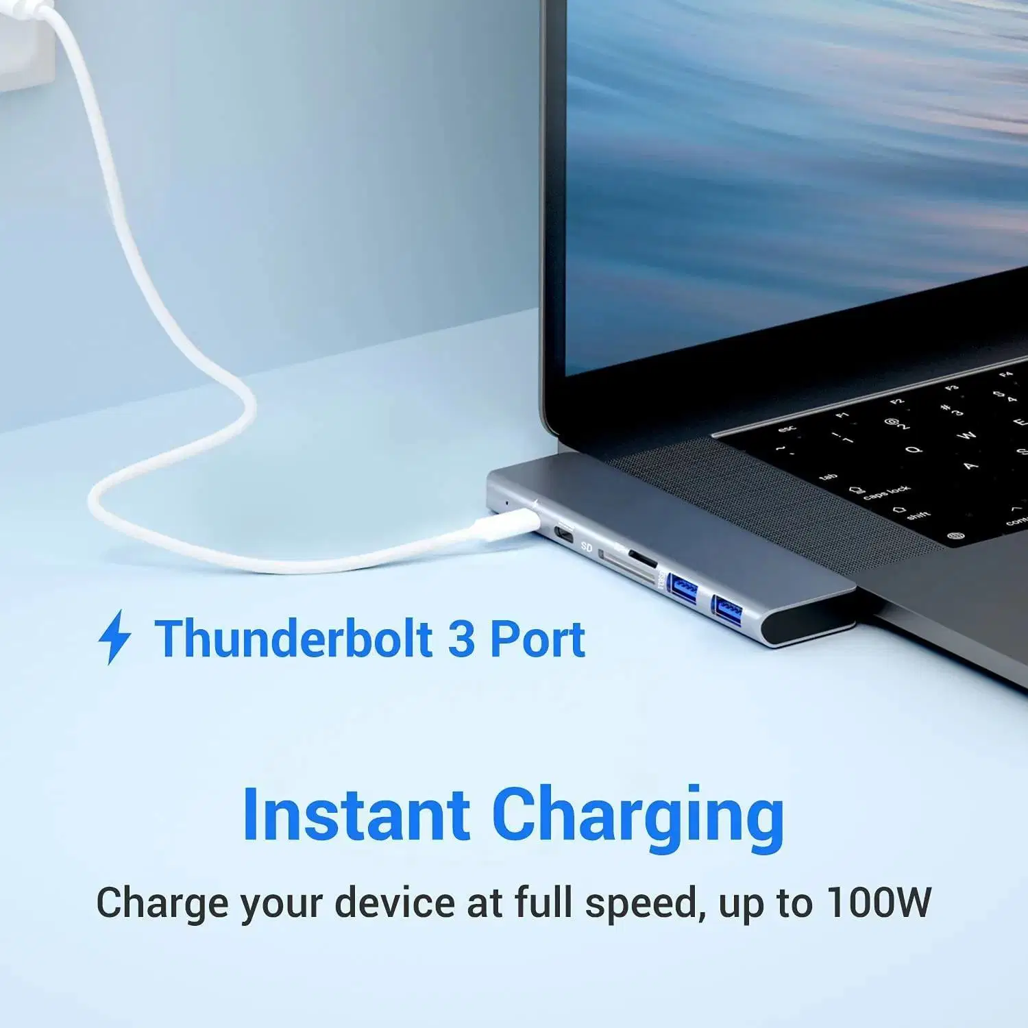 7 in 1 Type C Dual USB-C Dock Charging Pd SD/TF Card Laptop Extension Docking Station Adapter USB Hub for MacBook