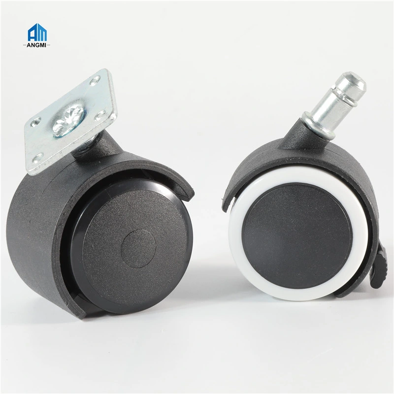 White/Black OEM Office Chair Caster Wheels with Brake Without Brake PP/Nylon Furniture Caster