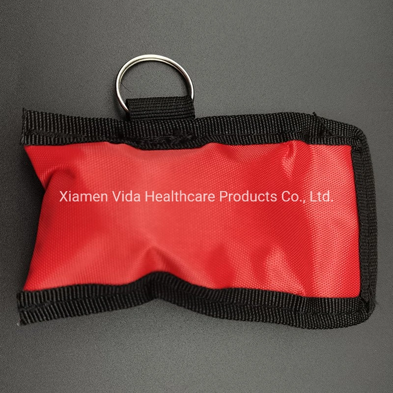 Portable CPR Masks Keychain Emergency Pouch Pocket Barrier with One Way Valve Shield Kit Key Chain Barrier Mask with One Way Valve