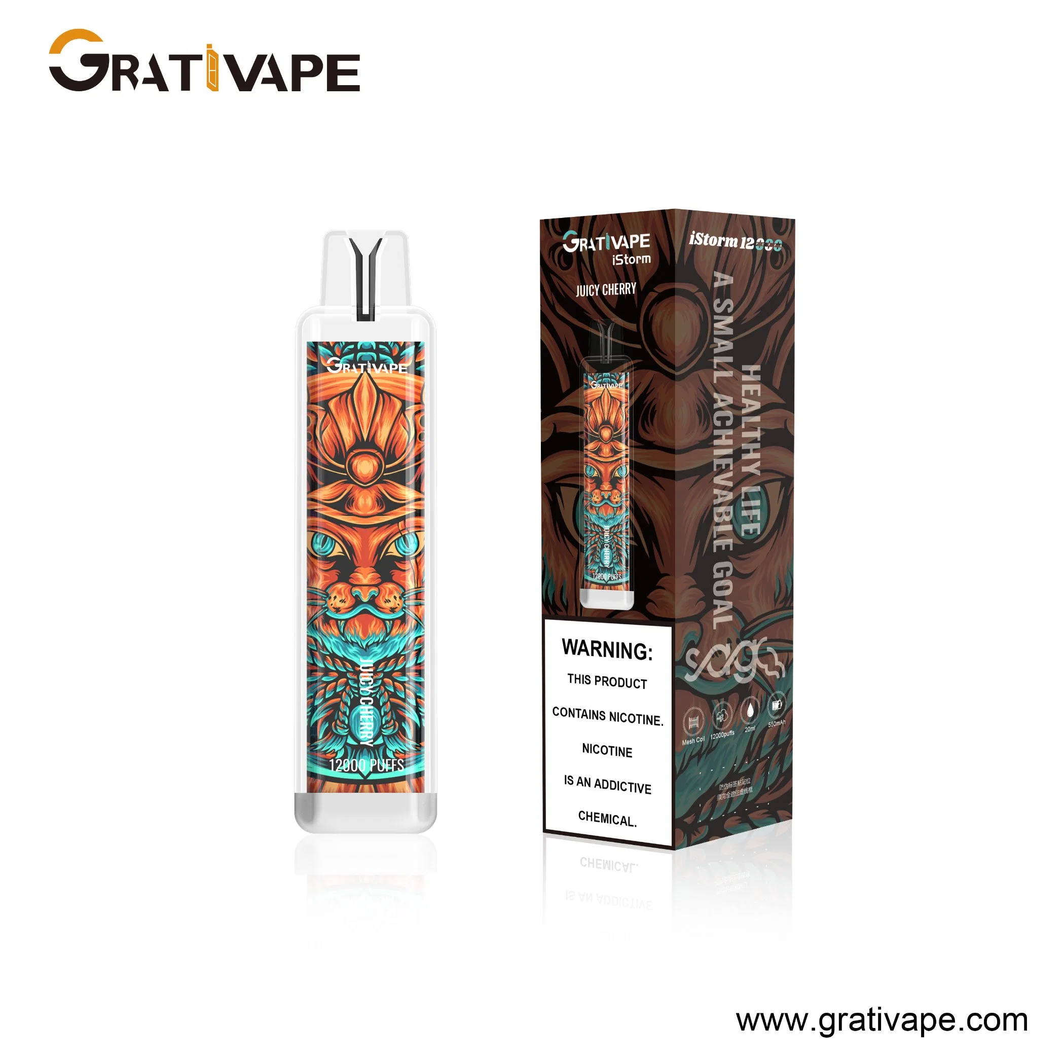 Grativape Jetable 12000 Bouffées Istorm Beast Design Randm 20ml Cigarette Électronique Bar Pod Vape aux Baies Mélangées