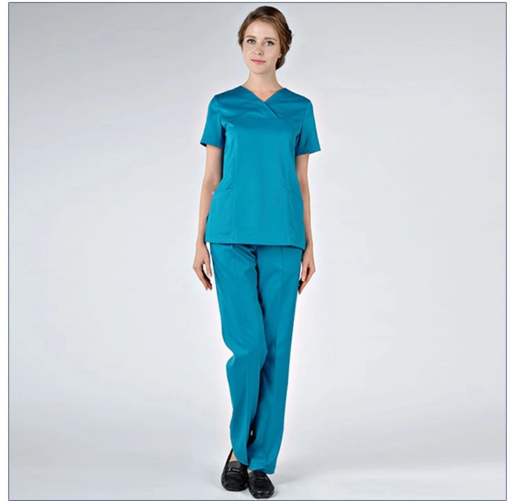 Factory OEM Custom V-Neck Women Emergency Room Nurse Uniforms Scrub Uniform Women Clothes Fit Nurse Uniform