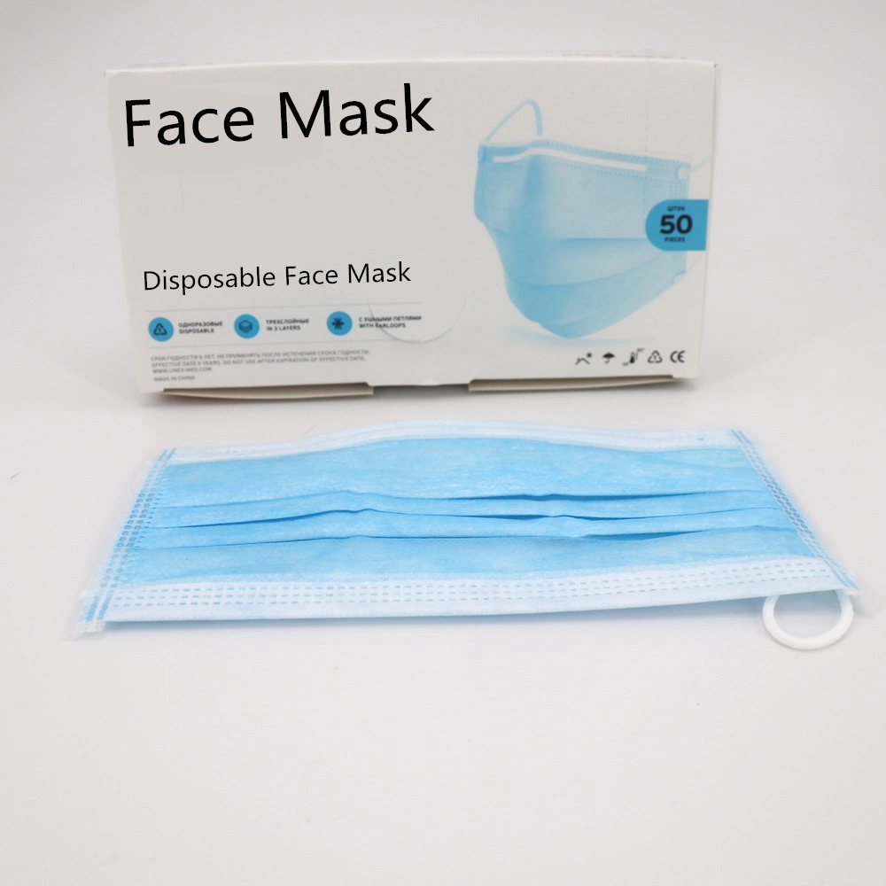3 Ply Non Woven Disposable Face Shield Face Mask Dental Face Protection Mask