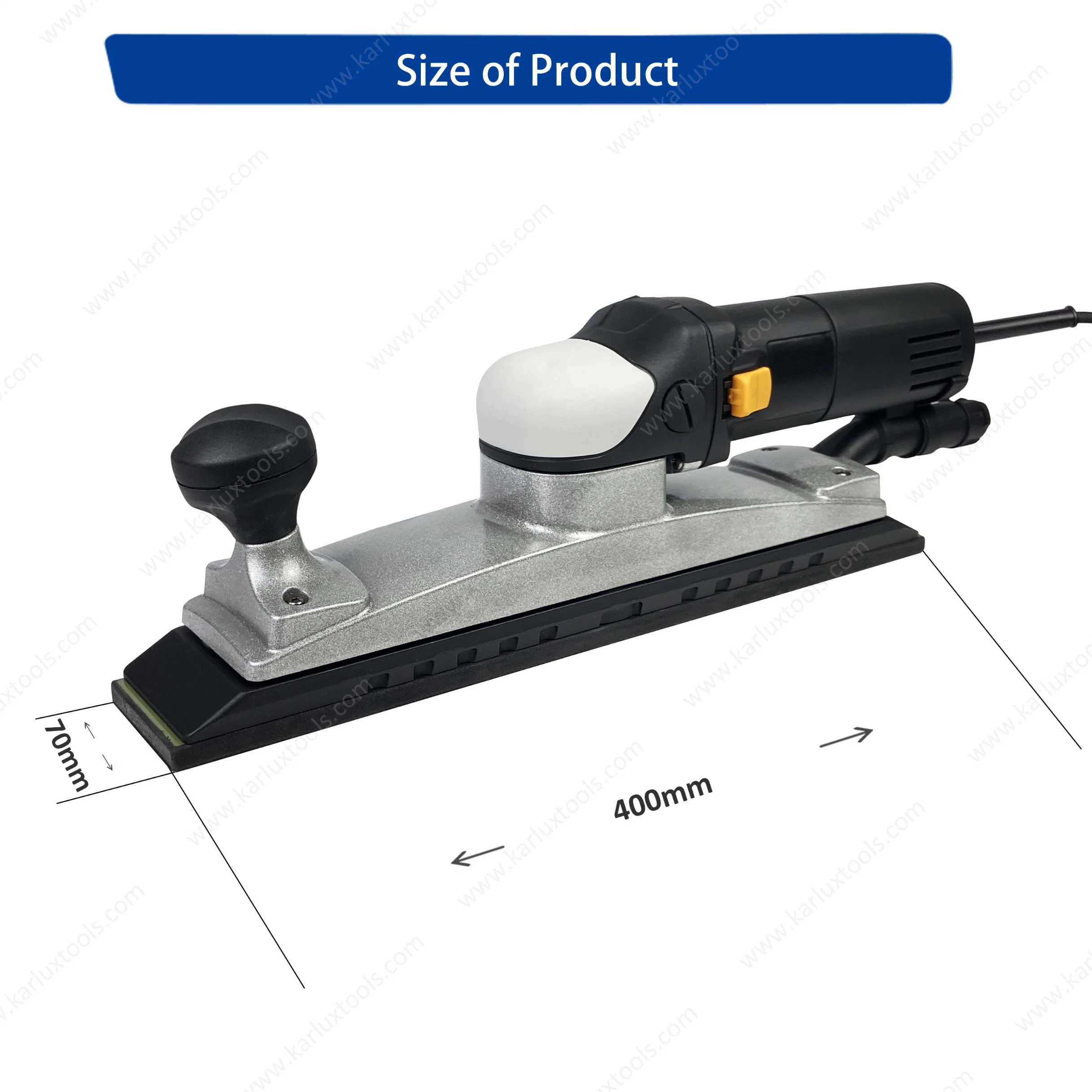 Máquina de Sanación plana de vacío central 70X400mm, base larga, eléctrica Lijadora orbital de tabla larga con cepillo de carbono