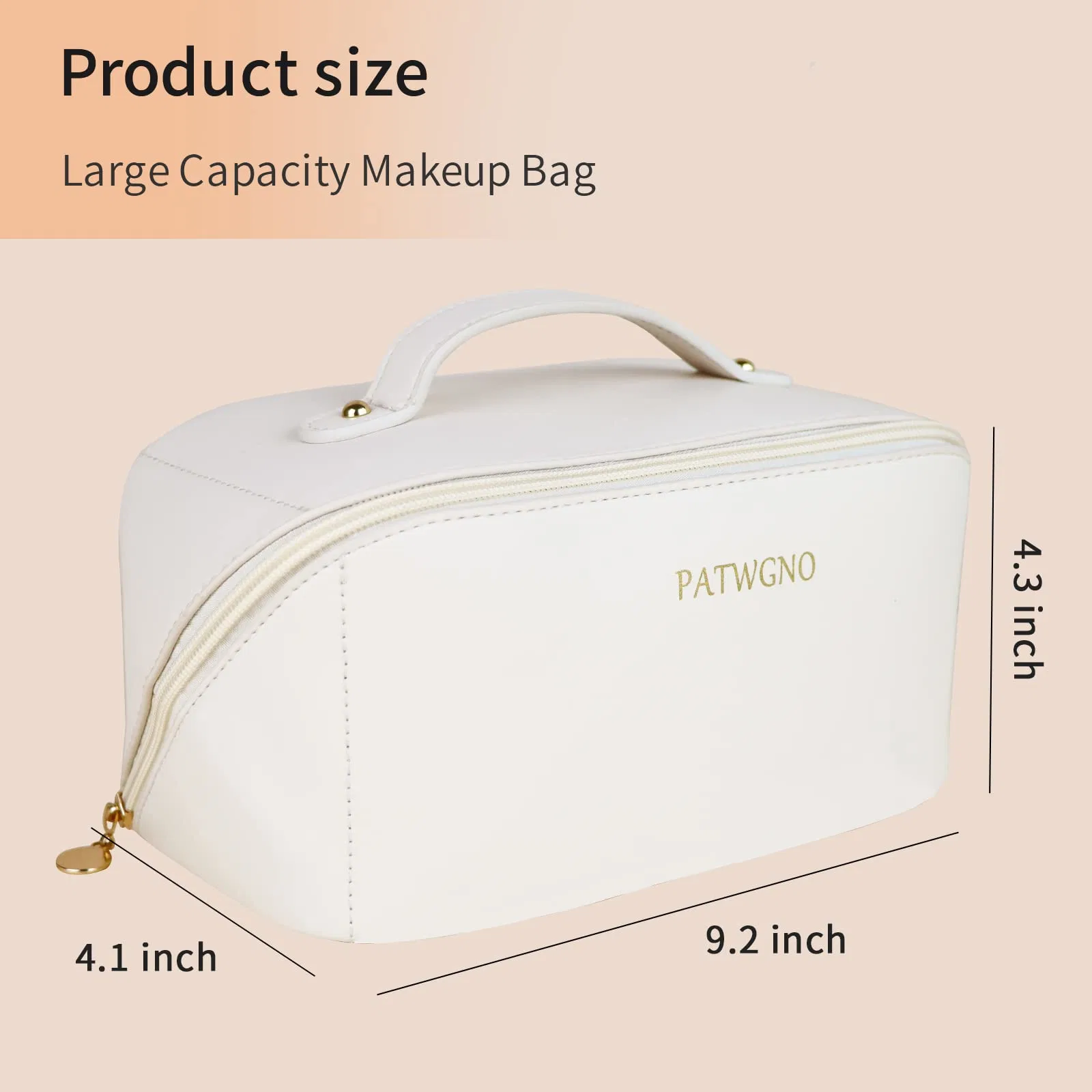 Saco de viagem Cosmético de grande capacidade, saco de maquilhagem portátil abre plano para pele PU Multifunctional impermeável saco de maquilhagem para mulher